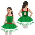 thumbnail image 7 of JanJean Kids Girls Christmas Princess Dress Cami Dress Faux Fur Adorned Dance Leotard Sequins Figure Green 12, 7 of 7