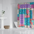 thumbnail image 3 of Waterproof Pioneer Pieced Patchwork Shower Curtain 72x84 Inch Bohemian Style Stitching Colorful Floral Polyester Unique Shower Curtain for Bathroom Hotel Home Decor with 12 Plastic Hooks, 3 of 5
