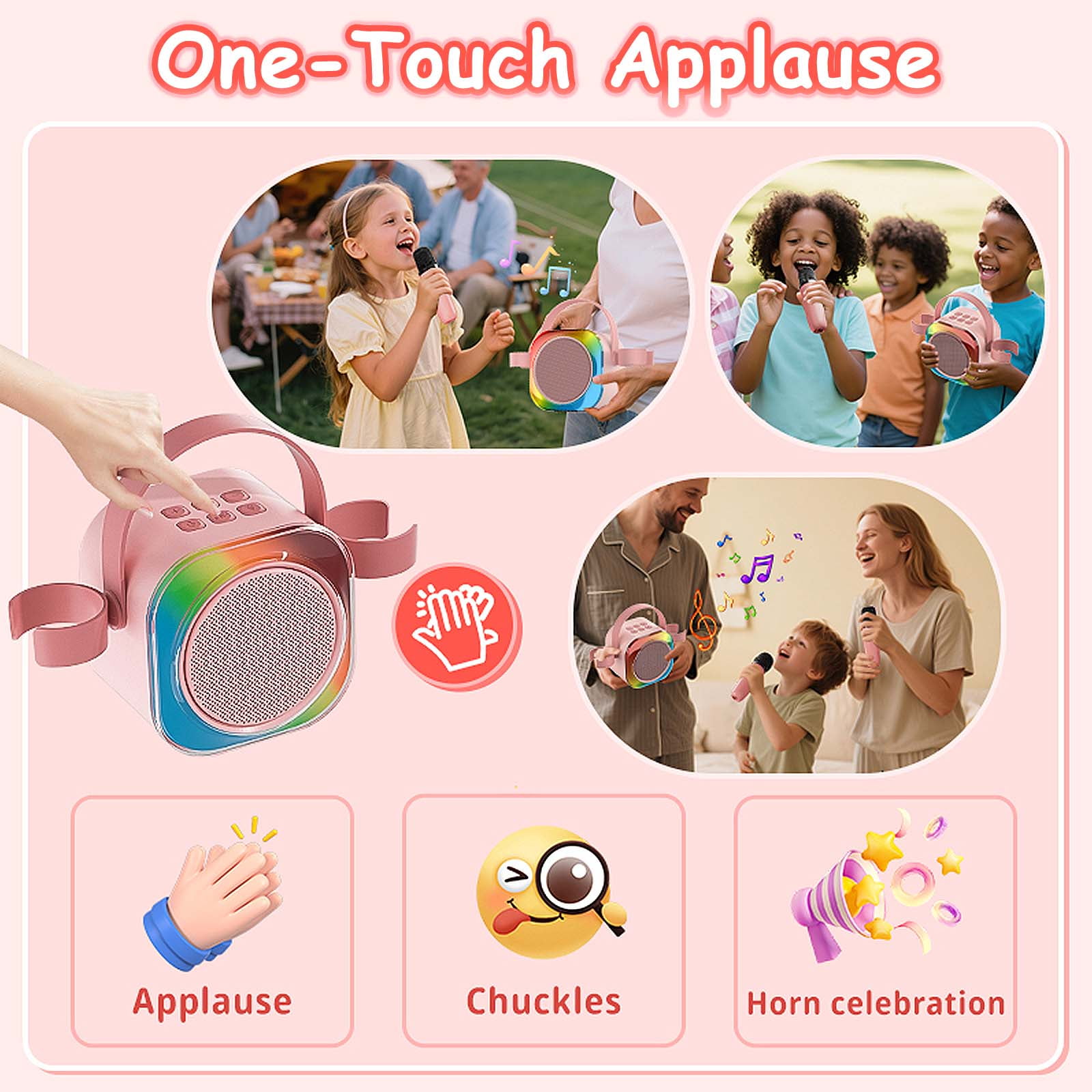 Ueasy Portable Karaoke Bluetooth Speaker - Thanksgiving & Christmas Gift, Wireless Microphone with Recording & Multi-Modes