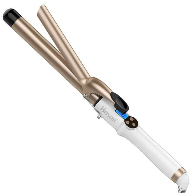 Rizador de pelo profesional Hoson de 1 pulgada con revestimiento de cerámica y turmalina, pantalla LCD y 9 niveles de temperatura (de 112 °C a 232 °C para todo tipo de cabello, incluye guante).