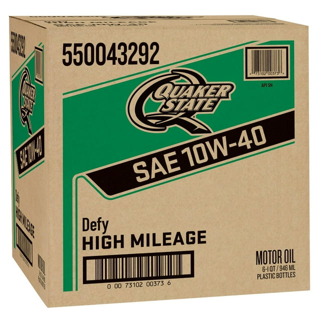 Quaker State High Mileage SAE 10W-40 Motor Oil 6-pack/1 quart bottles