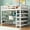 White, variant on Full Size Bedroom Loft Bed, . Has Desk And Shelf Storage. Bed With Under Shelves. Space Saving
