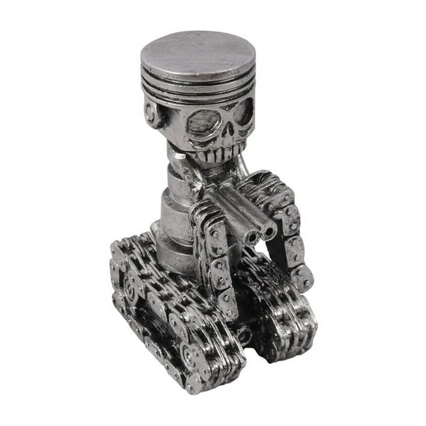 Handmade Piston Man Skull Face Art Figurine Carved Skeleton Face