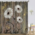 thumbnail image 2 of Farmhouse Flower Floral Shower Curtain,Rustic White Daisy Shower Curtain Set,Country Yellow Wooden Wild Garden Plant Fabric Shower Curtain with Hooks Bathroom Curtain 70X70in, 2 of 5