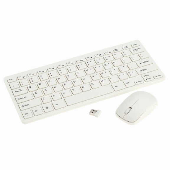 Wireless Keyboard and Mouse Combo, 2.4G Ultra Thin Set, White