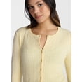thumbnail image 5 of No Boundaries Cable Knit Crewneck Cardigan, Women's XXS-4X, 5 of 6