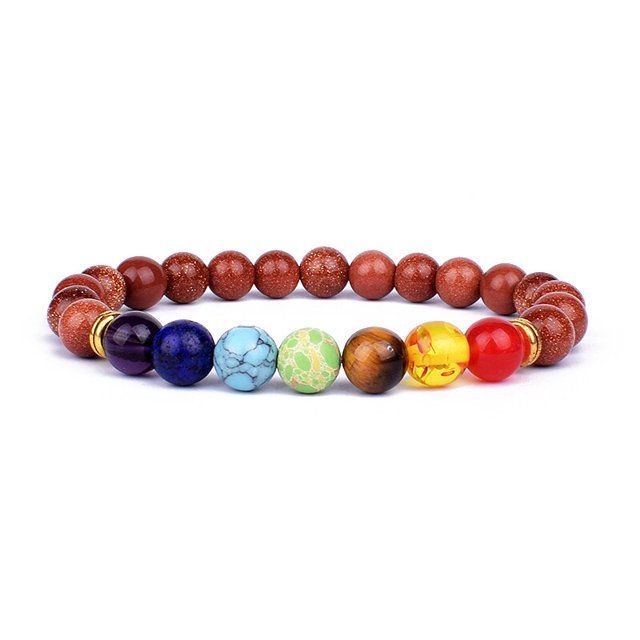 Pulseras y brazaletes de Chakra de piedra Natural para hombres, pulsera de equilibrio de Yoga, abalorio Ojo de Tigre, Nueva joyería de oración de Buda