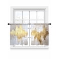 thumbnail image 2 of Sheer Curtains 45 Inches Long, Gold Grey Light Filtering Window Curtains for Living Room, Abstract Contemporary Square Graffiti Smear Art Rod Pocket Voile Sheer Curtain Drapes, 52"W x 45"L, 2 Panels, 2 of 8