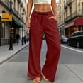 thumbnail image 2 of HKYNLAG Linen Pants Women Wide Leg Palazzo Pants Beach Vacation Outfits Cotton Summer 2026 Flowy Clothes Trousers with Pockets Red XL, 2 of 7