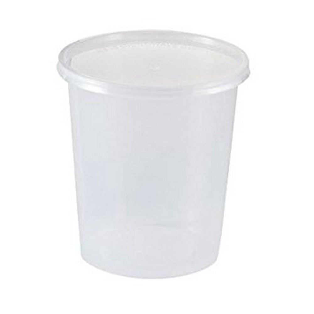 SafePro 32HD, 32 Oz Clear Plastic Soup / Food Containers with Lids