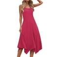 thumbnail image 6 of Viikei Casual Tiered Short Sleeve Dress,Womens Dresses Sleeveless Round Neck Drawstring Casual Ruffle A-Line Mini Dress Hot Pink XL, 6 of 8