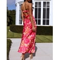 thumbnail image 2 of Vestido largo Realtix con estampado de satén de verano sin espalda para mujer, 2 of 6