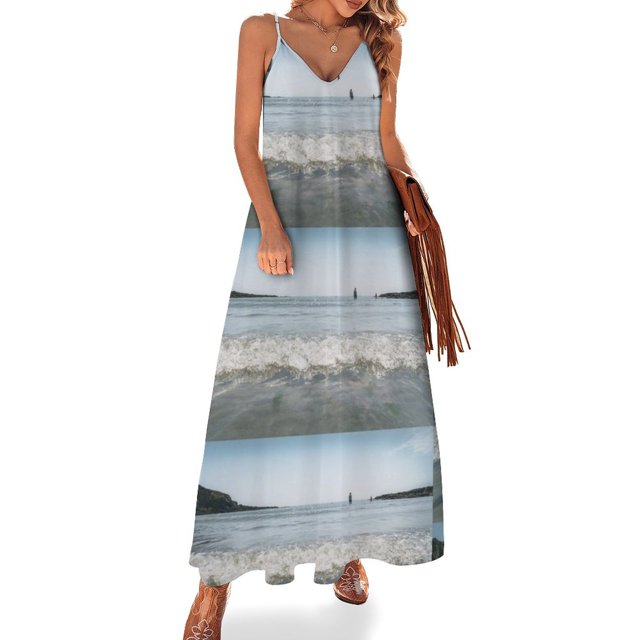 Vestido sin mangas de Menabilly Beach South Cornwall, vestido de manga larga, vestidos de verano, vestidos de noche elegantes para mujer 2024