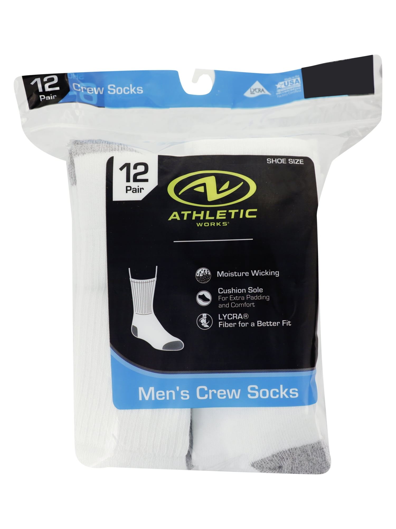 Athletic Works Men's 12 Pack Crew Socks