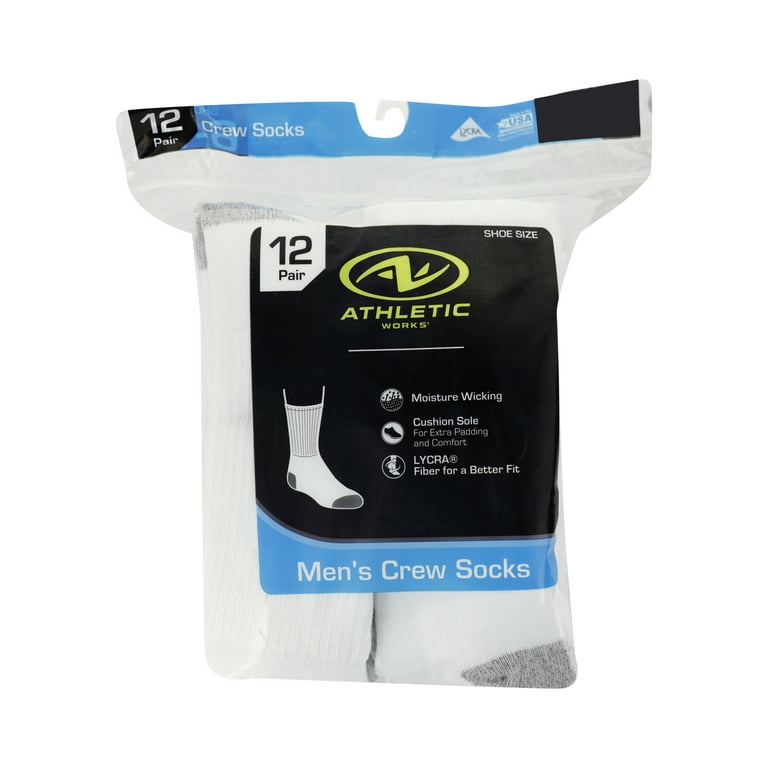 Athletic Works Men's Crew Socks 12 Pack