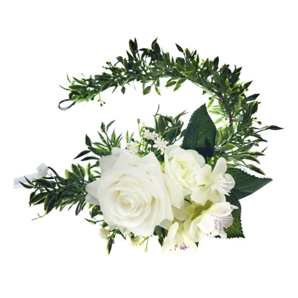 KAKOWELY Diadema de flores, corona de rosas, accesorios para el cabello de novia, diademas de flores para mujer