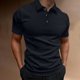 thumbnail image 1 of Blusa y camisa de manga corta con cuello vuelto para hombre, informal, de verano, con bloques de color, de manga corta, con solapa y media cremallera, de poliéster., 1 of 6