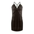thumbnail image 4 of Elvqul Womens Nightgowns Plus Size Sleeveless Pajamas for Women Black Slip Silk Halter Sleep Dresses, 4 of 5