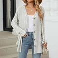 thumbnail image 6 of Aueoeo Cardigan Sweaters for Women,Cardigans Women's Fashion Brushed Stripe Long Sleeve Women's Cardigan Coat Breathable Cardigans On Clearance, 6 of 8