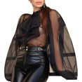 thumbnail image 3 of Body con blusa transparente, body para mujer, blusa transparente, top informal de una pieza para mujer, body con cuello vuelto, verdadera excelencia, 3 of 6