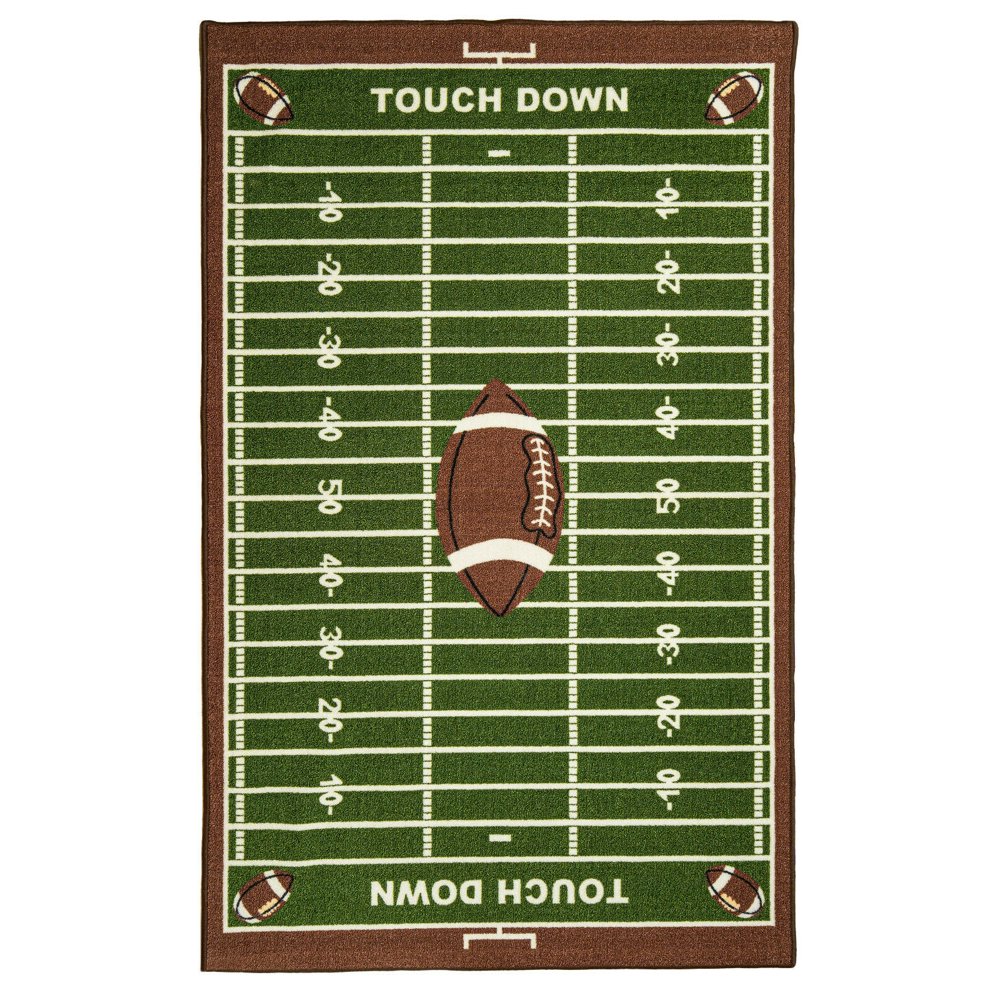 Football Feild Ground Kids Football Rectangle Area Rug Size 4'5"x6'9