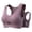 Purple, variant on Womens Seamless Sports Bra Ribbed Knit Breathable Mesh Panel U-Neck Wide Strap Wireless Moderately Supportive Yoga Workout Bras for Women