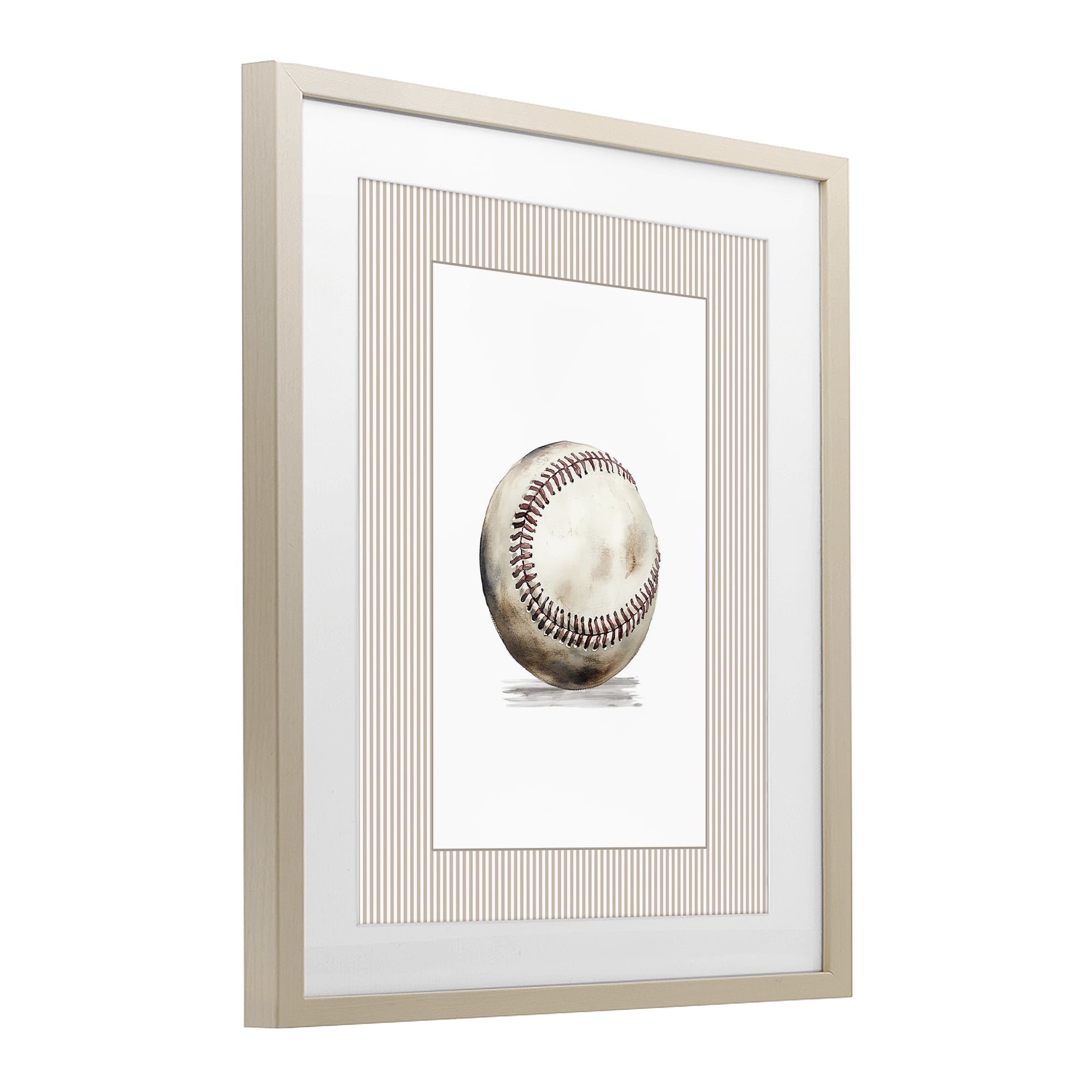 Stupell Industries Vintage Sports Baseball Birch Framed Print Under Glass, design by Christine Simpson Art