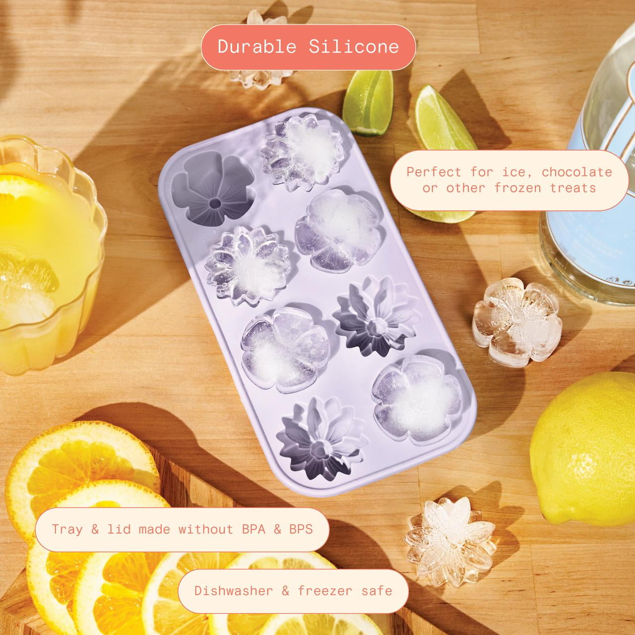 Beautiful by Drew Barrymore Silicone Flower Mold with Lid, Lavender