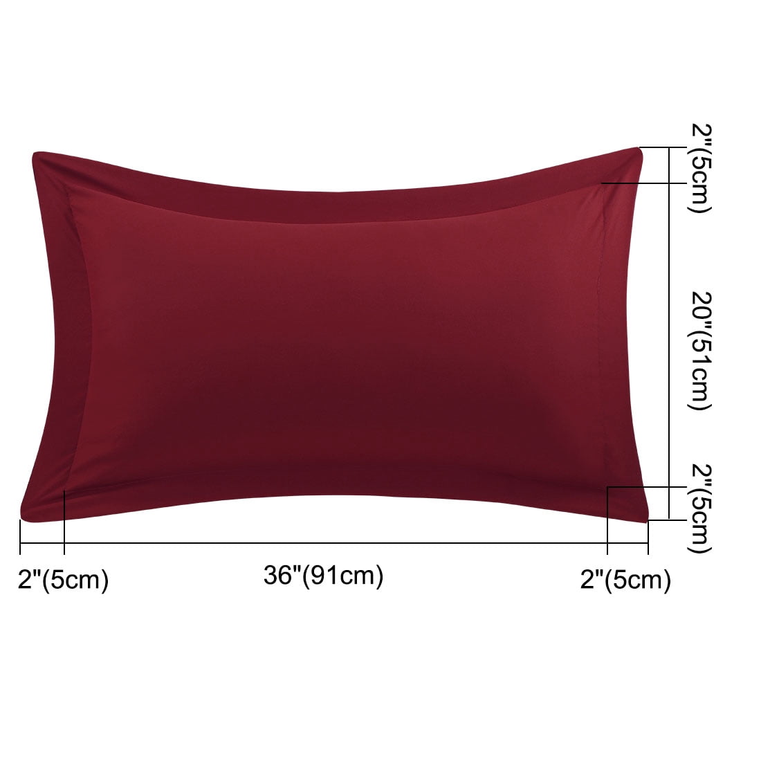 Unique Bargains 2-Pack Envelope Closure Pillow Sham King Burgundy