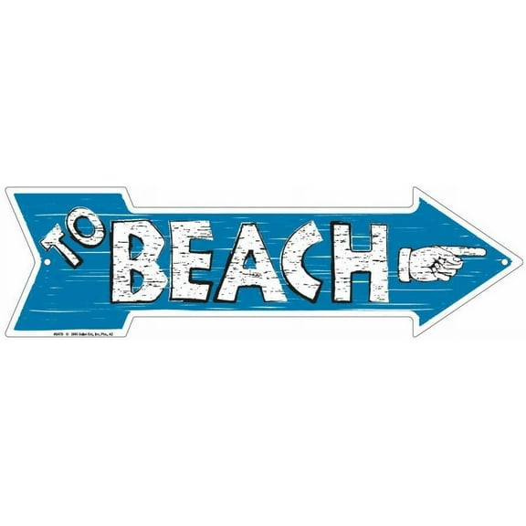 TO BEACH ARROW RIGHT SIGN  20" X 6" METAL TIN BAR MAN CAVE GAME BEACH HOUSE
