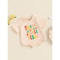 thumbnail image 5 of Aojekbee Baby Boys Girls Romper Colorful Letter Print Short Sleeve Crew Neck Bodysuit Newborn Summer Playsuit, 5 of 10