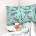 thumbnail image 4 of Zufioo Hippo With Flamingos And Crocodiles Print Double-Sided Throw Pillow Cover, Pillow Protector Home Decor - With Hidden Zipper, Suitable for Bedroom, Living Room, Car Interior-16"x24", 4 of 6