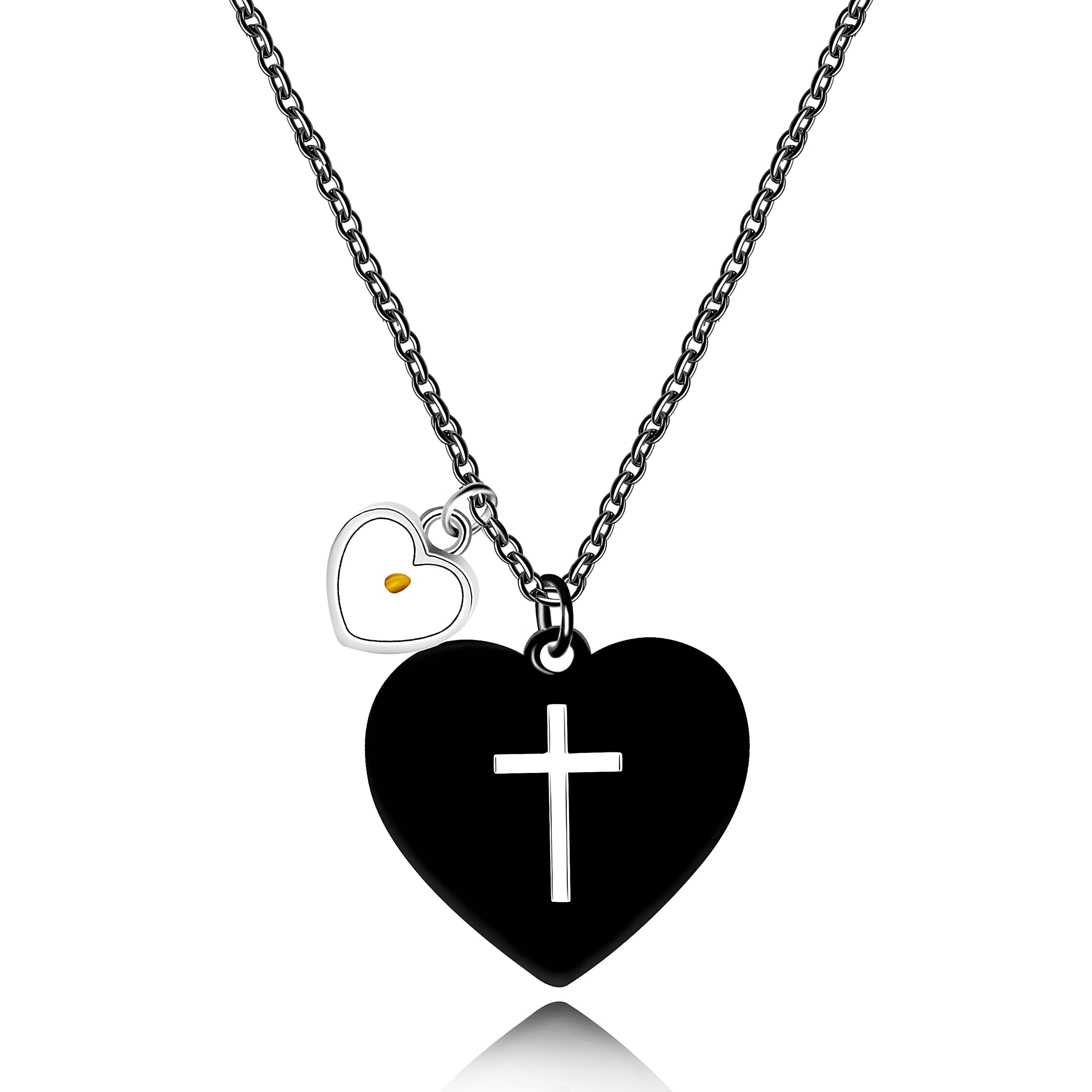 Black crystal cross necklace