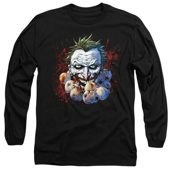 JLA Justice League Doll Heads Long Sleeve Adult 18/1 T-Shirt Black