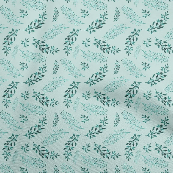 oneOone Polyester Spandex Teal Blue Fabric Leaves Diy Clothing Quilting Fabric Print Fabric By Yard 56 Inch Wide