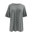 thumbnail image 5 of sovlvnd Tshirts for Women, Womens Solid Oversized T Shirts Crewneck Short Sleeve Summer Athletic Tees Shirt Loose Tops Gray S, 5 of 7
