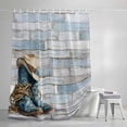 thumbnail image 4 of Cowboy Boots Shower Curtain, 48" x 72", Western Cowboy Hat Ropes Boots Blue Wood Grain Waterproof Bathroom Curtain Washable Shower Curtain Set with 12 Hooks, 4 of 9