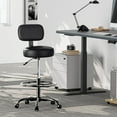thumbnail image 2 of Drafting Chair with Back, Adjustable Foot Rest Rolling Stool, Multi-Purpose Office Desk Chair, Thick Seat Cushion for Home Bar Kitchen Shop -All Black, 2 of 18