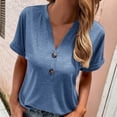 thumbnail image 4 of Women's Summer Casual Shirts Short Sleeve V Neck Button Up Ribbed Knit Sexy Slim Fit Basic Tops,S-3XL, 4 of 4
