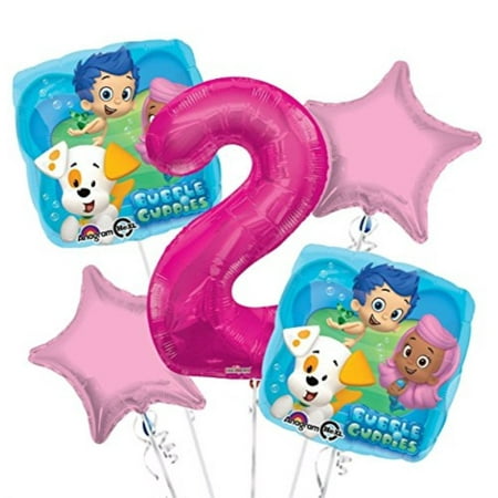 Bubble Guppies Balloon Bouquet 2nd Birthday 5 pcs Party Supplies