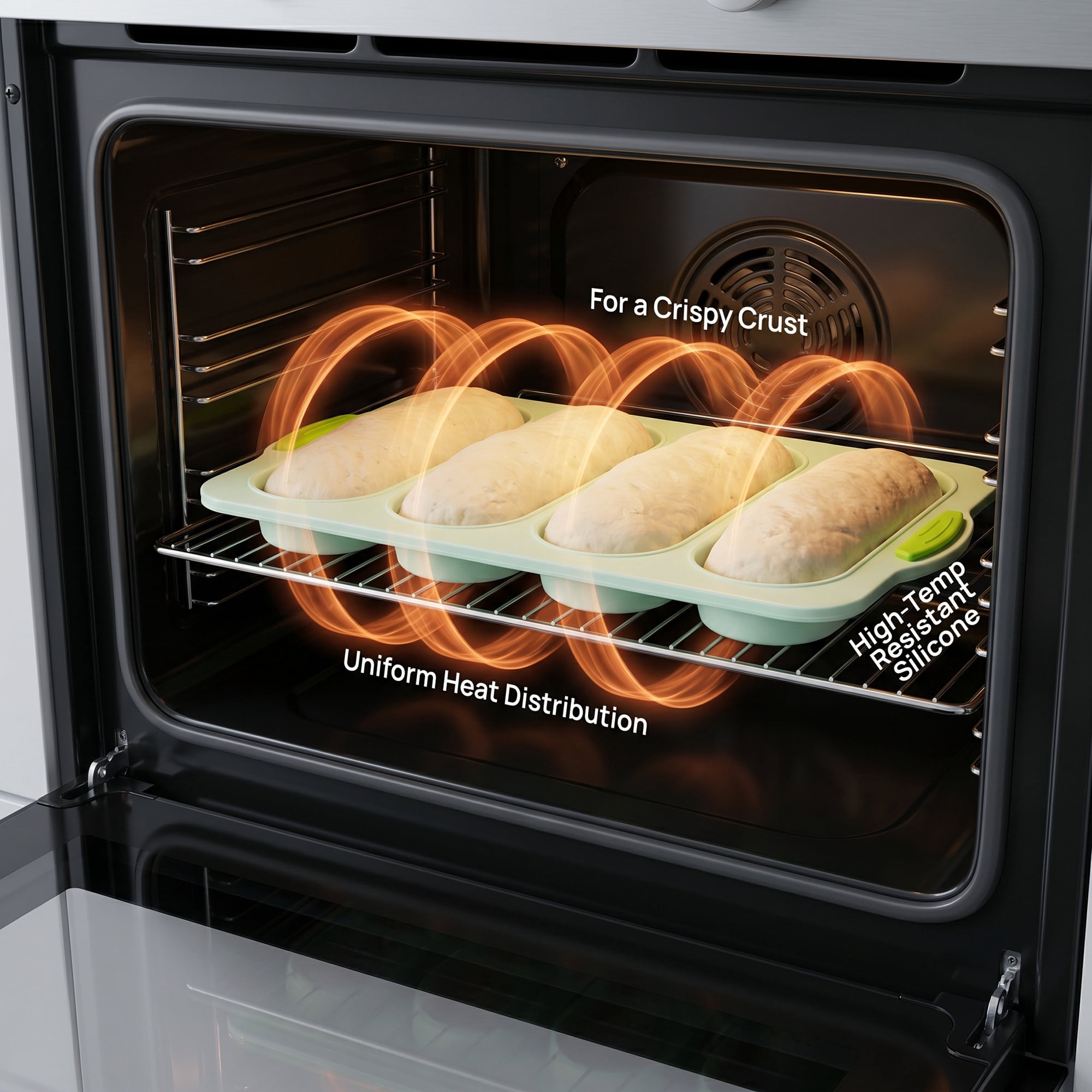 Unique Bargains Baking Pan 4-Loaf Speckled Nonstick Tray with Handle Green 13.4"x9.4"x1"