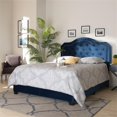thumbnail image 6 of Bowery Hill Queen Size Navy Blue Velvet Upholstered Button Tufted Bed, 6 of 10
