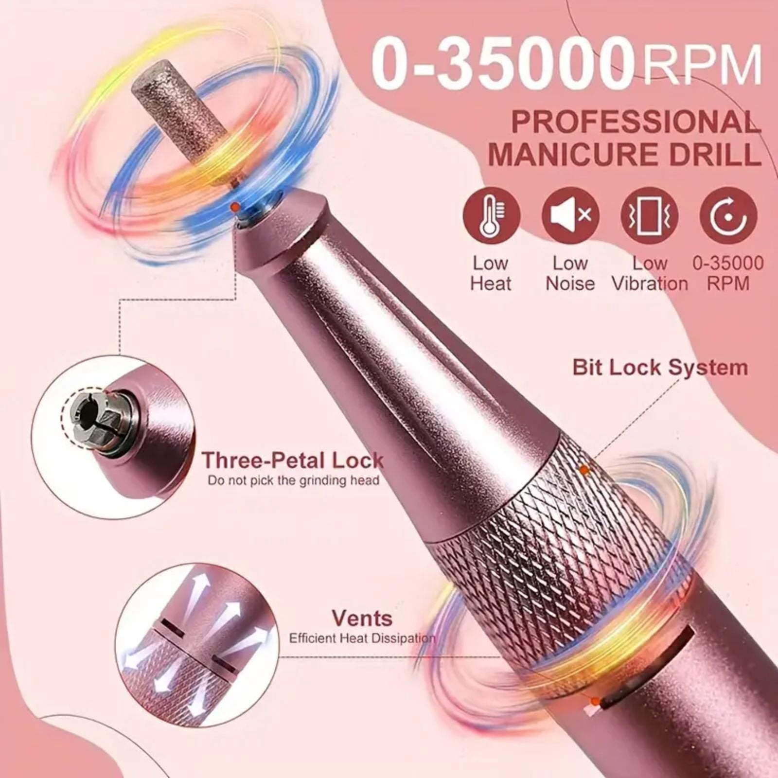 Electric Nail Drill - PRO 35000RPM Electric Nail File Nail Drills for Acrylic Nails Professional with Drill Bits Manicure Pedicure Supplies Use Nail Art for Home DIY Salon Use