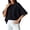 Black, variant on Women Summer Solid Color Round Neck Short Sleeve Cape Top Loose Fit Casual Pullover Blouse