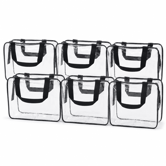 Large Toy Storage Bags Reusable Clear Storage Travel Waterproof Organizer Bags with Zipper for Building Blocks Puzzle Kids Books 6 Packs