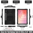 thumbnail image 3 of For Samsung Galaxy Tab S11 Ultra Case 14.6 inch SM-X930/SM-X936B, 360 Hand Strap, Shoulder Strap, Kickstand, Rugged Drop Protection, Black, 3 of 7