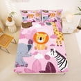 thumbnail image 5 of Erosebridal Wild Giraffe Elephant Bed Sheets,Cute Lions Animals King Sheets For Girls Kids 4-Piece, 5 of 6