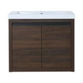 thumbnail image 6 of Hassch 24-Inch Wall Mounted Bathroom Vanity with Sink Combo, Modern Bathroom Vanity Set with Top Resin Basin, 2-Doors Wood Hanging Bath Cabinet for Small Space (California Walnut), 6 of 9
