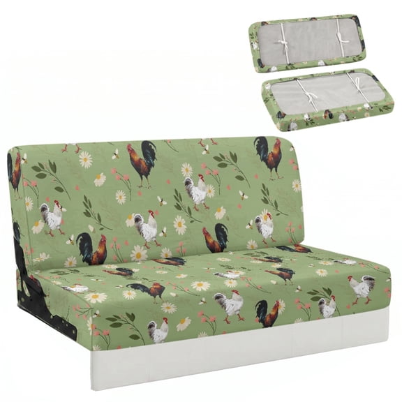 CHAQLIN Chicken Comfortable Stretch Elastic Bottom RV Jackknife Sofa Couch Covers Compatible with Camper Motorhome, 2 Piece Seat & Backrest Covers