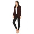 thumbnail image 5 of Moa Collection Women's Long Sleeve Relaxed Loose Fit Draped Neck Open Front Waist Length Solid Cardigan, 5 of 6
